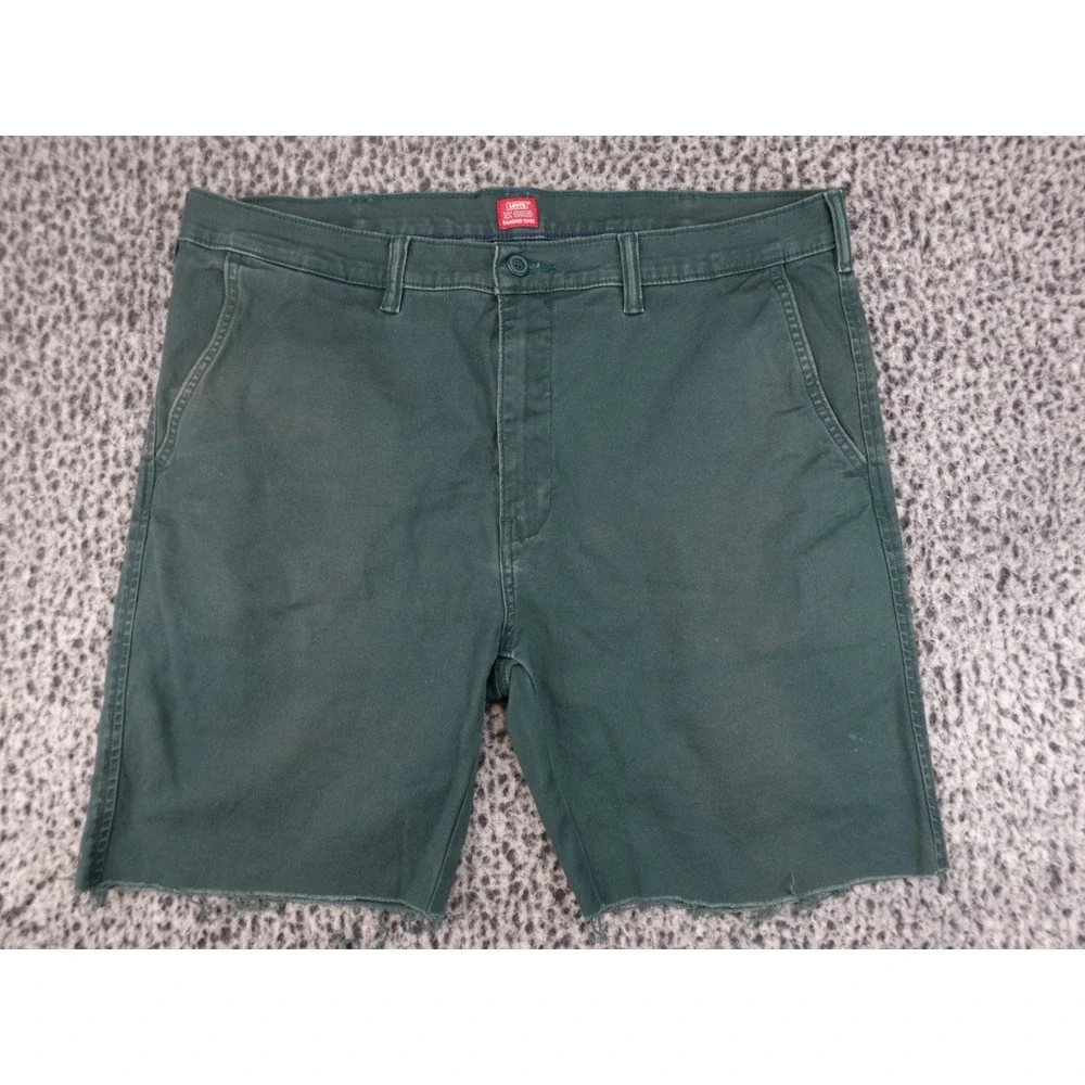 Levi's XX Chino Shorts Mens‎ W38 Green Good Cut Off Raw Hem Standard Taper 85226